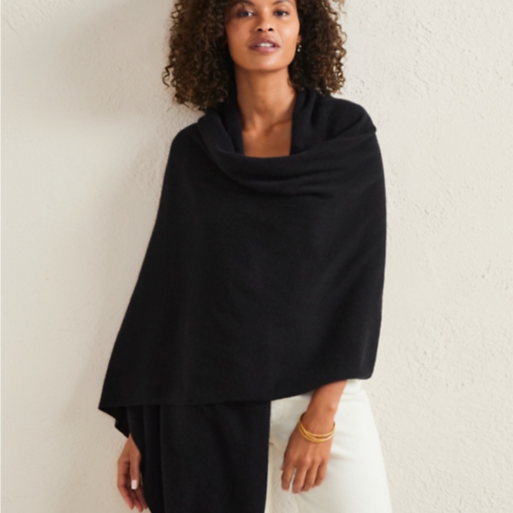 Garnet Hill Black Cashmere Wrap - NWT
